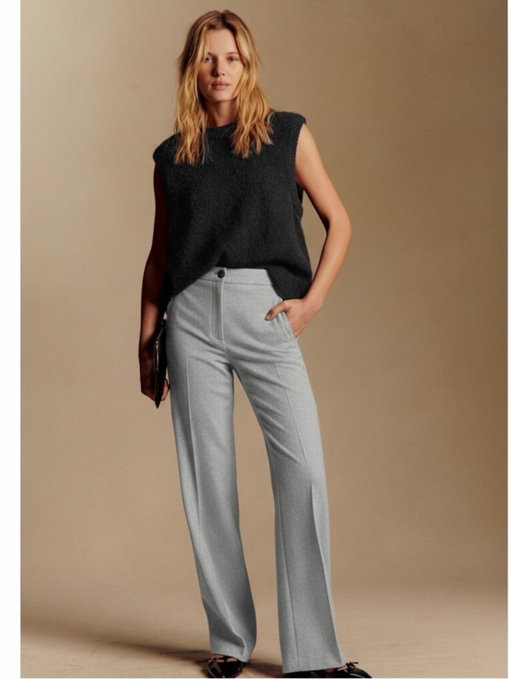 NWT Sezane Wool pant martin pantalon trouser ice blue grey size 2